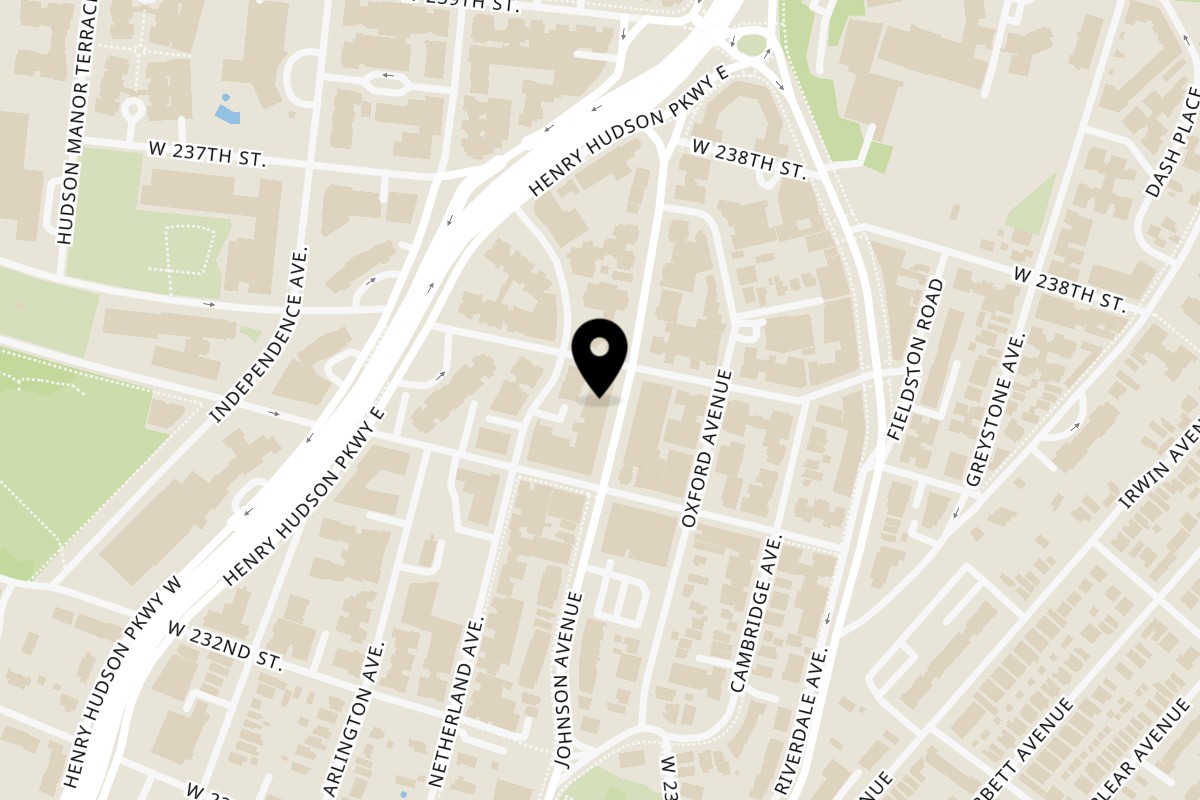 Map showing the location of The Johnson Diner & Bar on 3533 Johnson Ave in Bronx